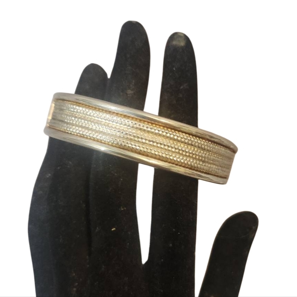 Elegant‎ Silver Toned Bangle Hinge Clasp Bracelet